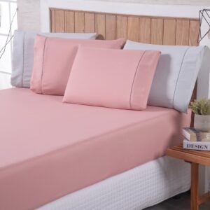 Lençol c/ Fronha Ponto Palito Micropercal 200 fios King