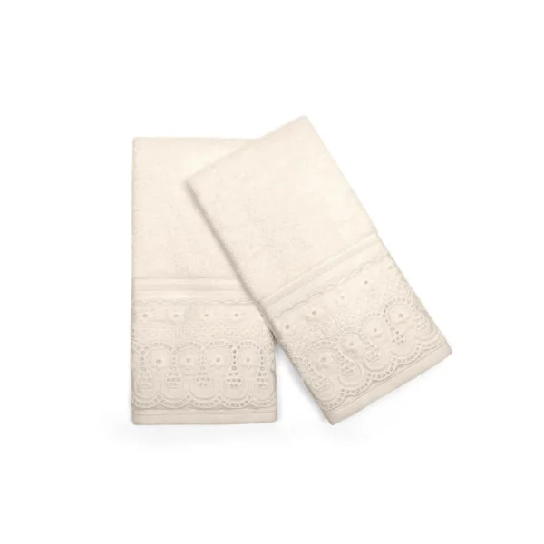 Kit 2 Toalhas Social 30cm x 50cm Algodão Egípcio Cristal Renda Renascença Buettner
