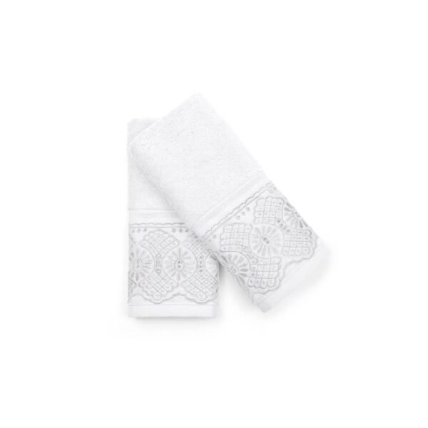 Kit 2 Toalhas Social 30cm x 50cm Algodão Egípcio Cristal Renda Roma Buettner