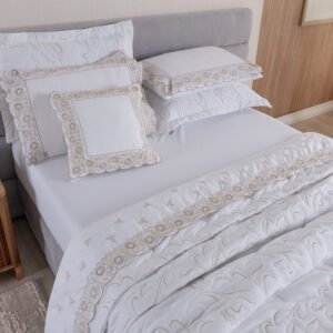 Jogo de Cama Bordado Elegance 04 Peças  400 Fios Hipercal King