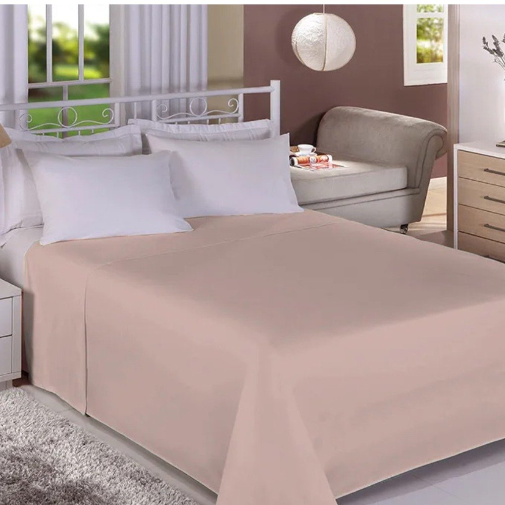 Lençol Avulso com Elástico Estamparia Premium Linea Cor:Rosa Antigo;Tamanho:Queen