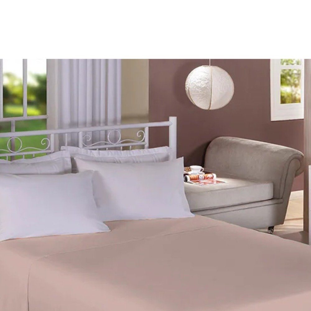 Lençol Avulso com Elástico Estamparia Premium Linea Cor:Rosa Antigo;Tamanho:Queen